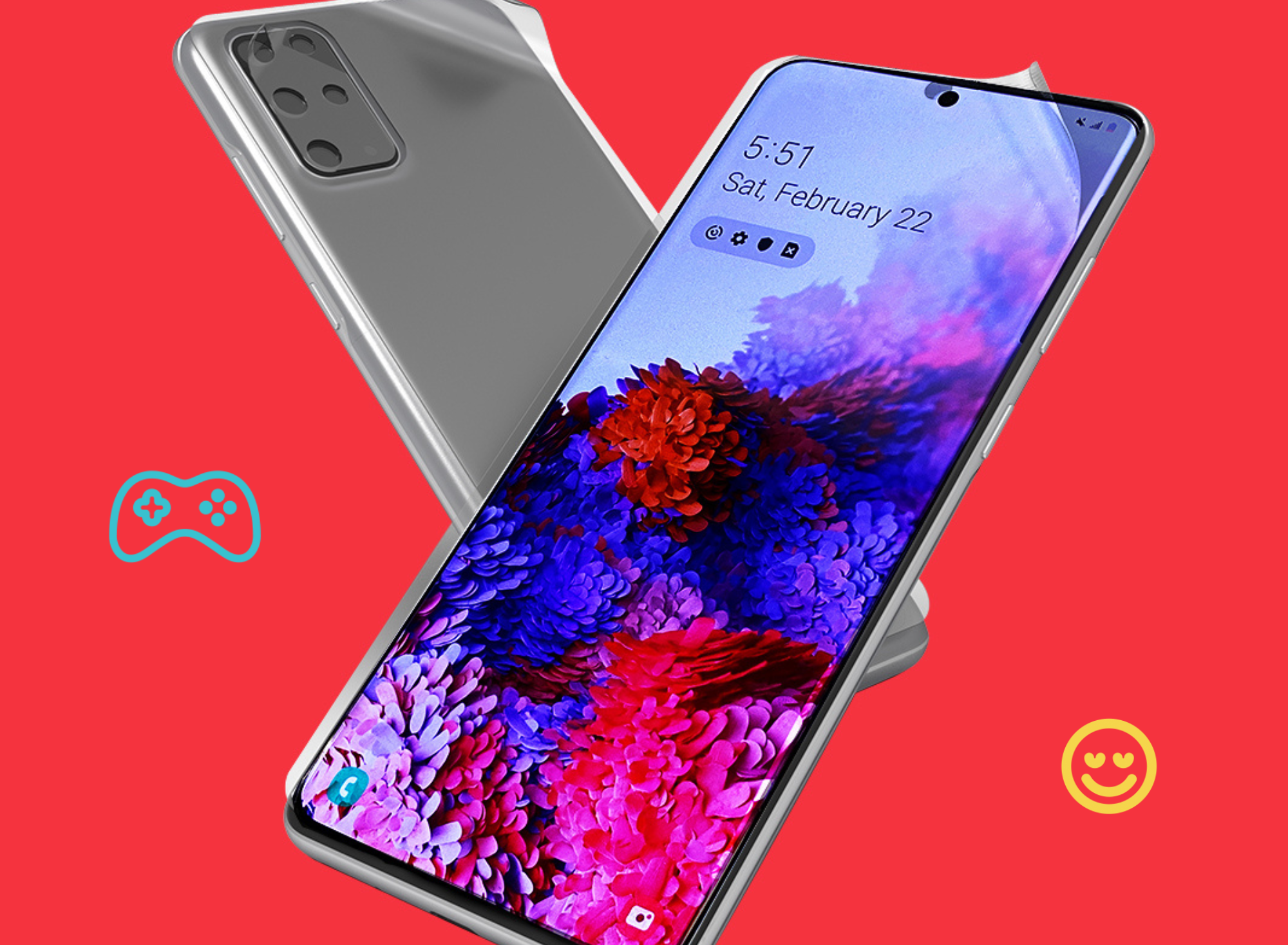 Phone with rear and front fusion protection film