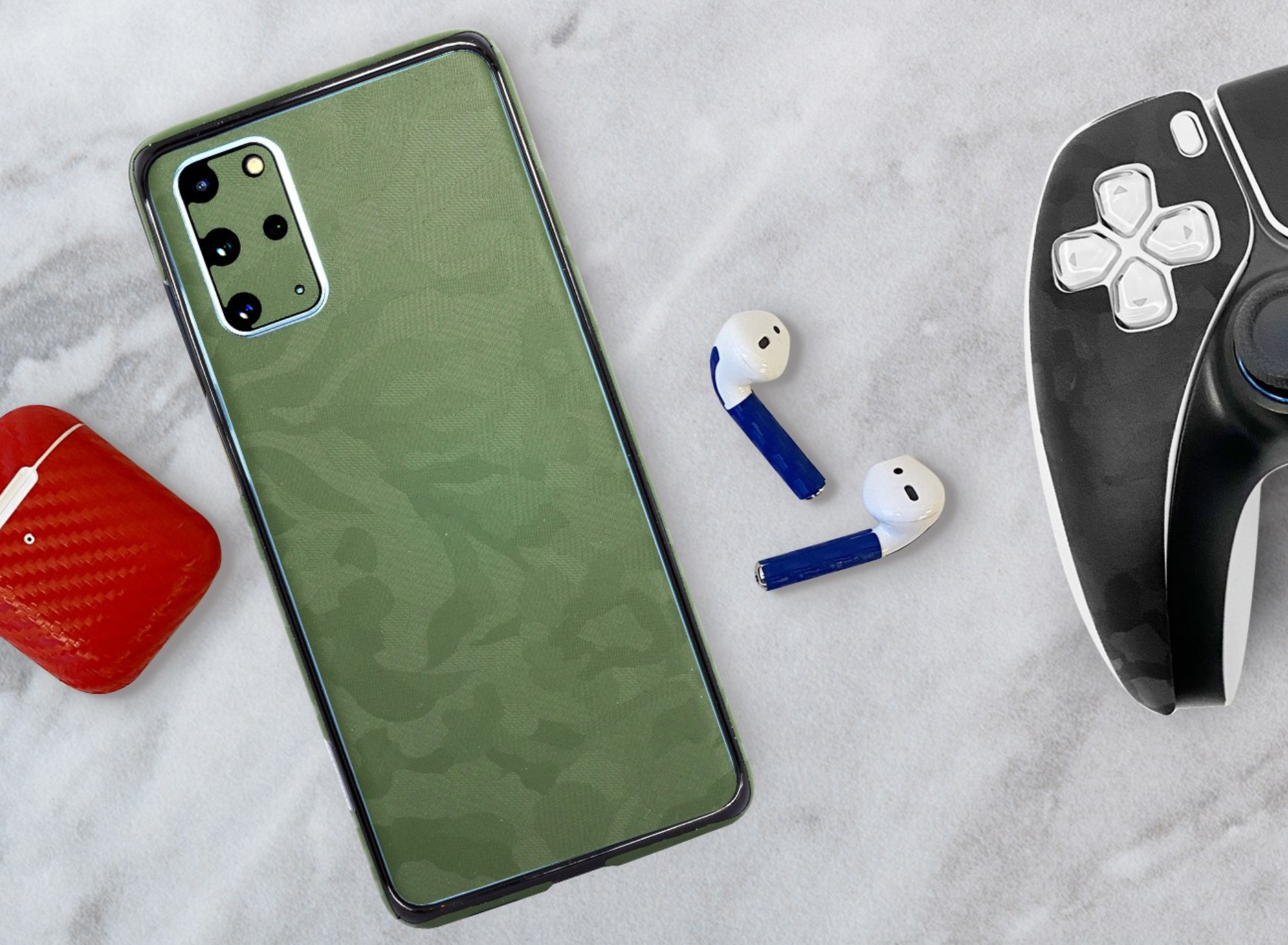 Various devices decorated in the style of skins